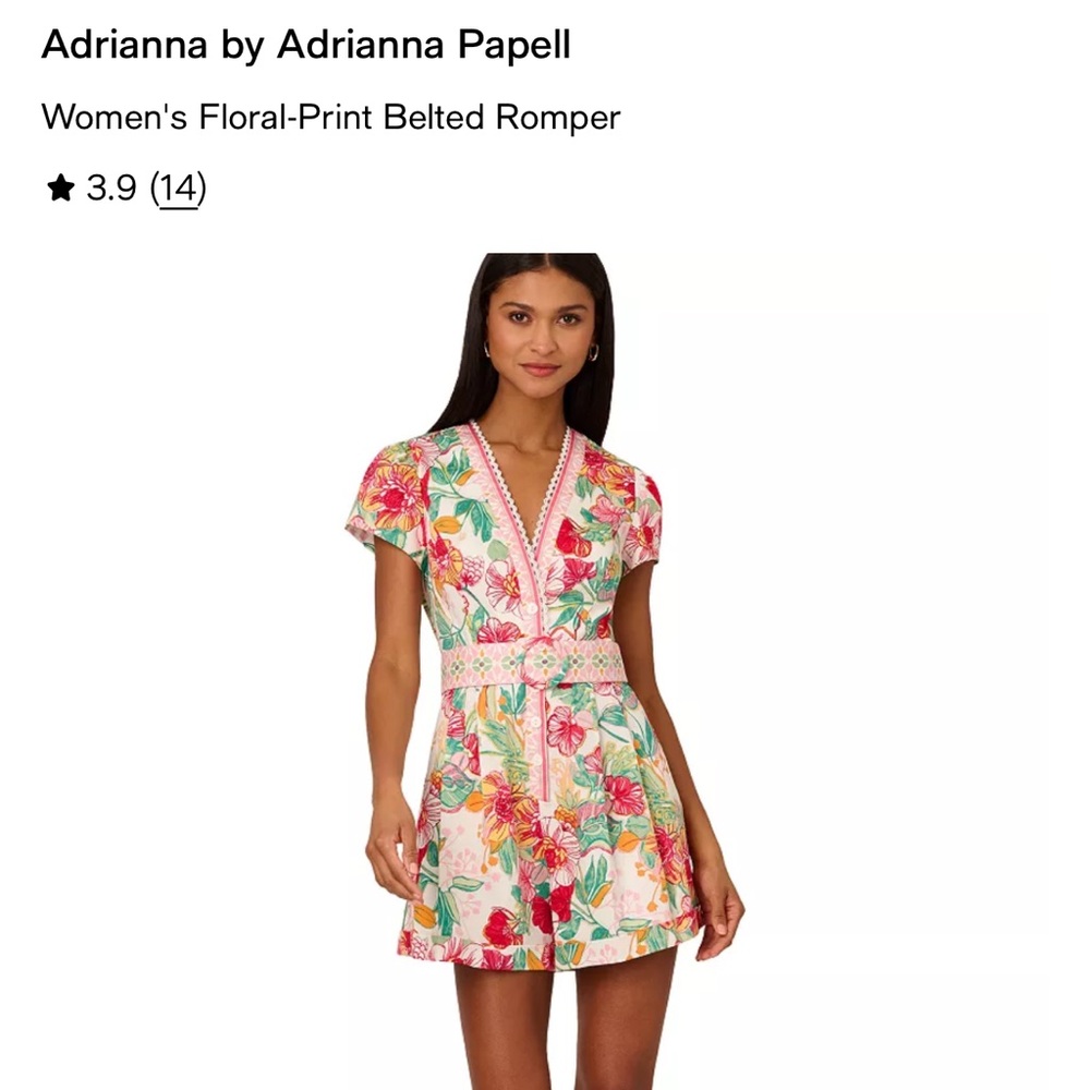 Adrianna Papell Floral Romper - Pink and Green